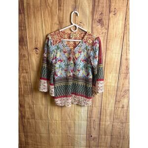 Fig and Flower Sheer Floral Blouse Women's Size S